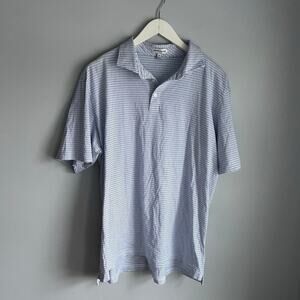 Peter Millar Blue Striped Men's Golf Polo Short Sleeve Shirt Pima Cotton XL